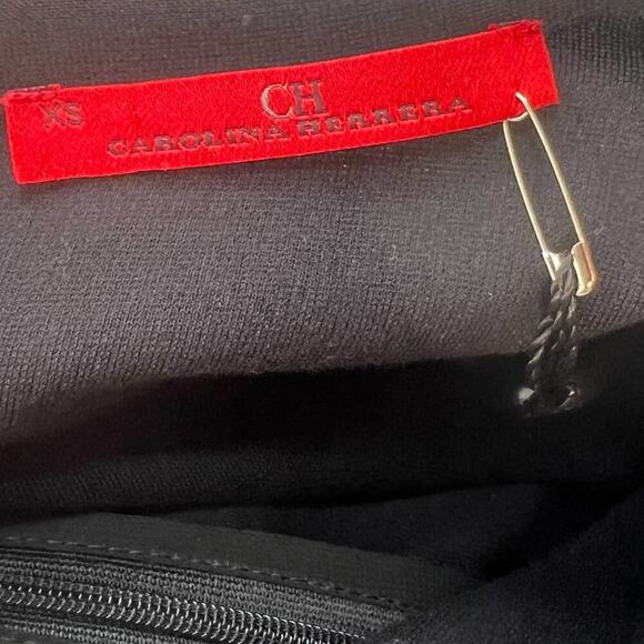 CH Carolina Herrera Dress Short Sleeve Ruffle Flounce Hem Ribbon Belt‎ Black XS - Picture 11 of 14